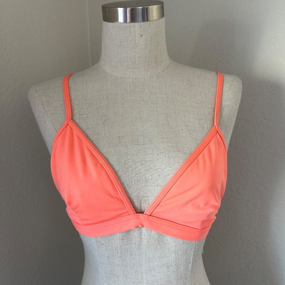 L*SPACE Triangle Swim Bikini Top Neon Orange Sz M